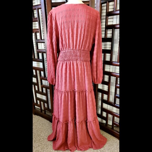 NWT Women's Solid Ruffle Hem A-Line Dress Size 12 (XL) - Picture 4 of 8